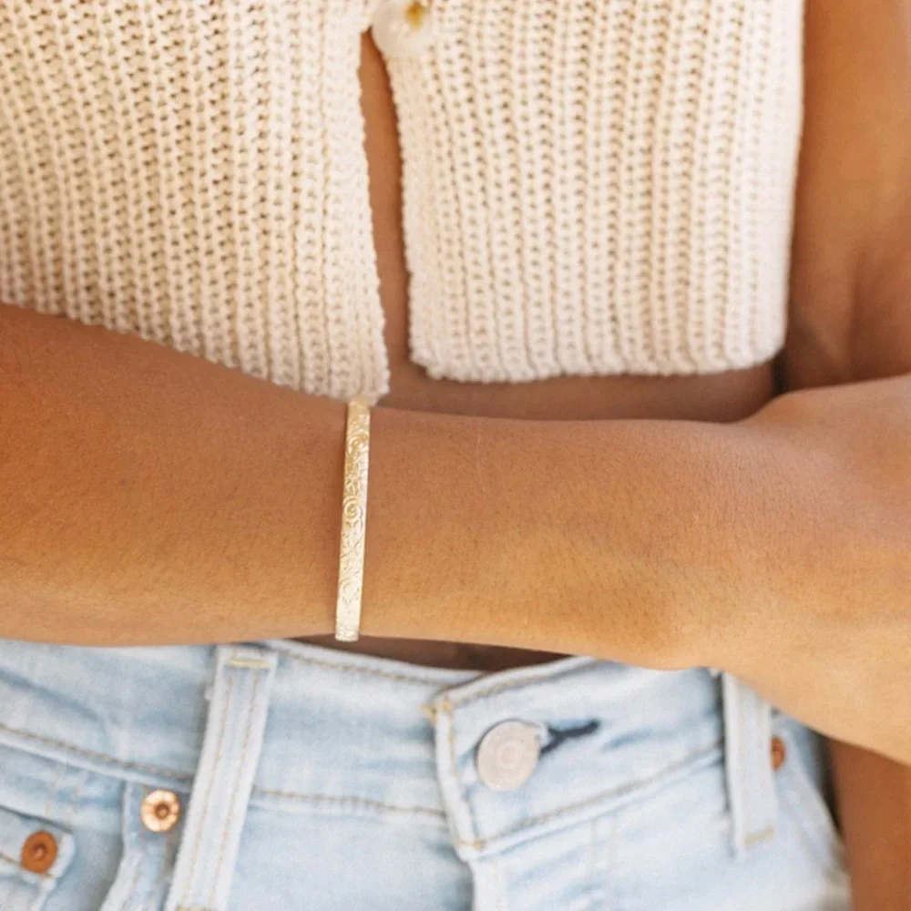 Our Spare Change Gold Floral Cuff | NWT - Picture 2 of 8